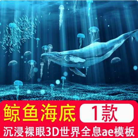 沉浸式裸眼3D鲸鱼海底世界全息投影餐厅LED大屏幕视频素材AE模板