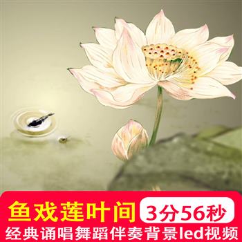 鱼戏莲叶间 儿童经典诵唱伴奏文艺汇演LED大屏幕视频背景制作素材