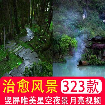 治愈系深夜风景竖版竖屏唯美星空夜景月亮抖音快手短视频高清素材